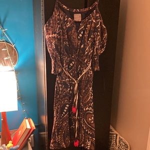 Anthropologie cold shoulder dress with tassels